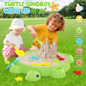 Turtle Sandbox with Lid Toddlers 3-5