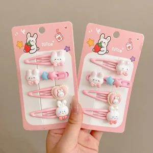 2Pcs/set Fashion Candy Color Rabbit Hair Clip Headwear Fine Flash Barrettes Hair Accessories Kawaii Hairpin Women