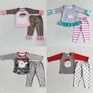 Kids Christmas Santa Long Sleeves Pullover Set